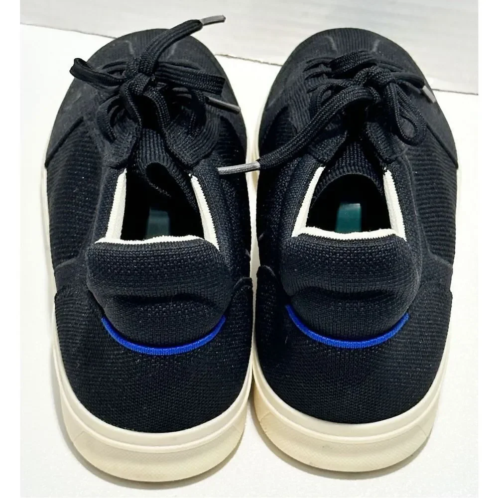 Rothy's Men's The RS01 Lace Up Knit Sneakers Black White Soles Size 10‎